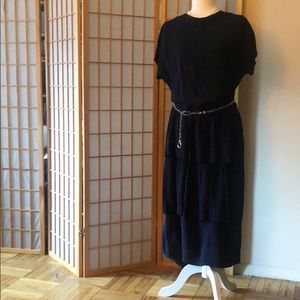 Vintage blue dress with silver belt